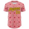 Custom Medium Pink Yellow-Black 3D Pattern Design Foodie Food Fruit Apple Authentic Baseball Jersey