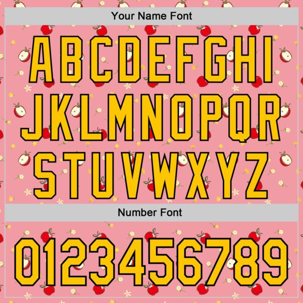 Custom Medium Pink Yellow-Black 3D Pattern Design Foodie Food Fruit Apple Authentic Baseball Jersey