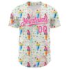 Custom White Pink 3D Pattern Design Foodie Food Dessert Ice Cream Authentic Baseball Jersey