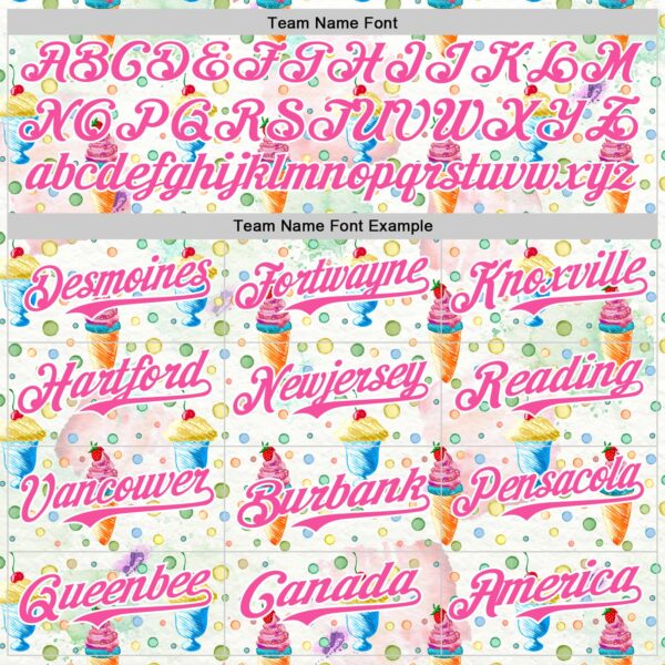 Custom White Pink 3D Pattern Design Foodie Food Dessert Ice Cream Authentic Baseball Jersey