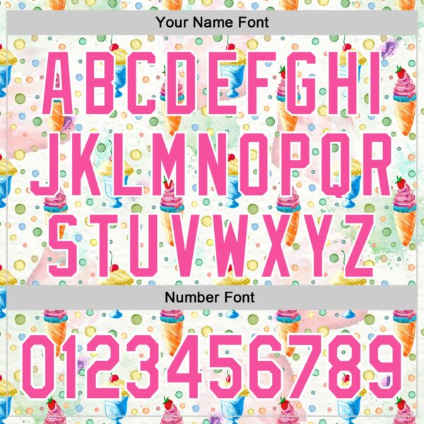 Custom White Pink 3D Pattern Design Foodie Food Dessert Ice Cream Authentic Baseball Jersey