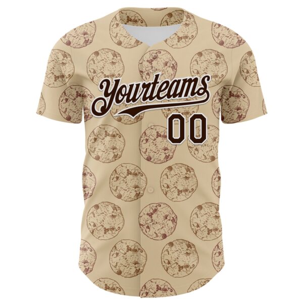Custom City Cream Brown-White 3D Pattern Design Foodie Food Snack Chocolate Cookie Authentic Baseball Jersey