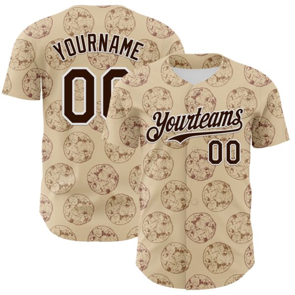 Custom City Cream Brown-White 3D Pattern Design Foodie Food Snack Chocolate Cookie Authentic Baseball Jersey