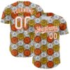 Custom Gold White-Orange 3D Pattern Design Foodie Food Fruit Orange Authentic Baseball Jersey