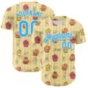 Custom Yellow Sky Blue-White 3D Pattern Design Foodie Food Dessert Cupcake Authentic Baseball Jersey
