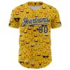 Custom Gold Black-White 3D Pattern Design Funny Cartoon Emoji Face Authentic Baseball Jersey