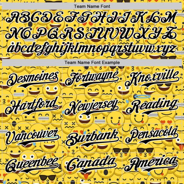 Custom Gold Black-White 3D Pattern Design Funny Cartoon Emoji Face Authentic Baseball Jersey