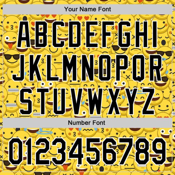 Custom Gold Black-White 3D Pattern Design Funny Cartoon Emoji Face Authentic Baseball Jersey