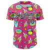 Custom Pink Black-White 3D Pattern Design Funny Cartoon Food Donut And Fruit Banana Authentic Baseball Jersey