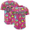 Custom Pink Black-White 3D Pattern Design Funny Cartoon Food Donut And Fruit Banana Authentic Baseball Jersey