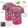 Custom Pink Black-White 3D Pattern Design Funny Cartoon Food Donut And Fruit Banana Authentic Baseball Jersey