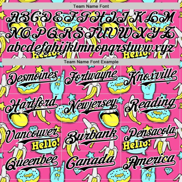 Custom Pink Black-White 3D Pattern Design Funny Cartoon Food Donut And Fruit Banana Authentic Baseball Jersey