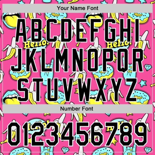 Custom Pink Black-White 3D Pattern Design Funny Cartoon Food Donut And Fruit Banana Authentic Baseball Jersey