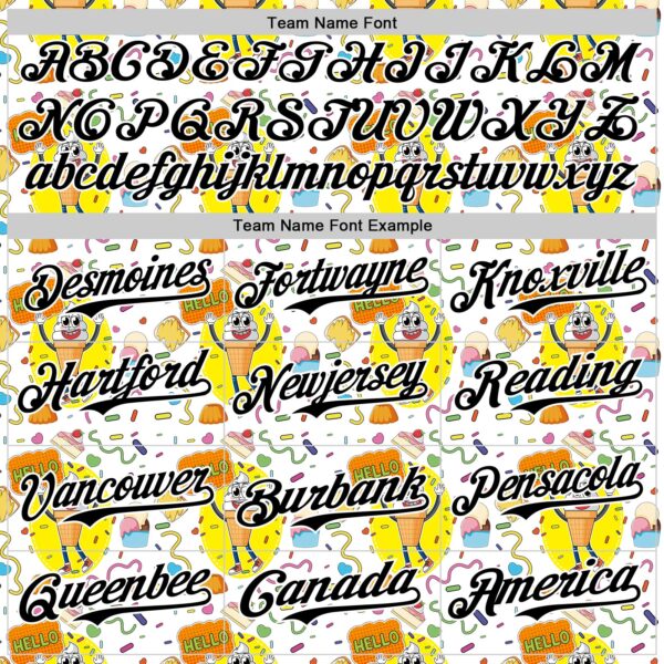 Custom White Black 3D Pattern Design Funny Cartoon Food Dessert Ice Ceam Authentic Baseball Jersey