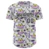 Custom White Black 3D Pattern Design Funny Cartoon Animal Cat And Dog Authentic Baseball Jersey