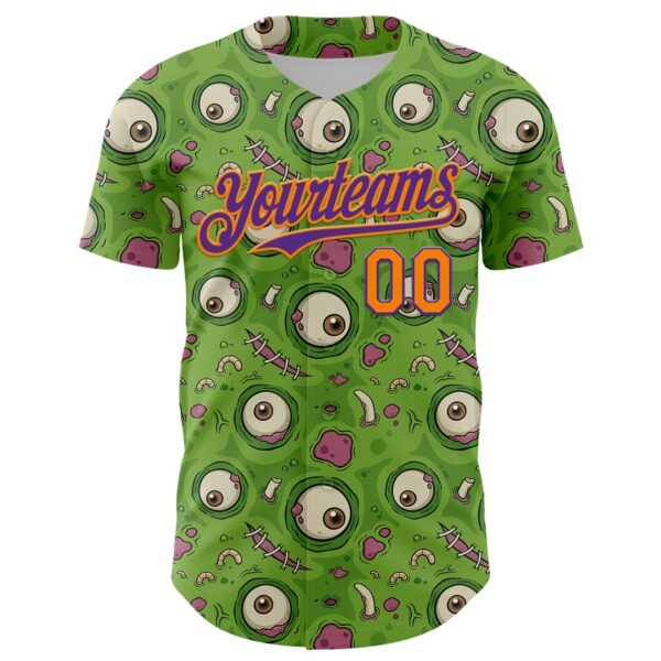 Custom Green Bay Orange-Purple 3D Pattern Design Funny Cartoon Monster Authentic Baseball Jersey