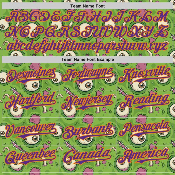 Custom Green Bay Orange-Purple 3D Pattern Design Funny Cartoon Monster Authentic Baseball Jersey