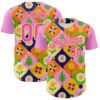 Custom Pink Cream 3D Ambartive Abstract Flowers Pattern Authentic Baseball Jersey