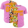 Custom Pink Yellow-Orange 3D Ambartive Abstract Flowers Pattern Authentic Baseball Jersey