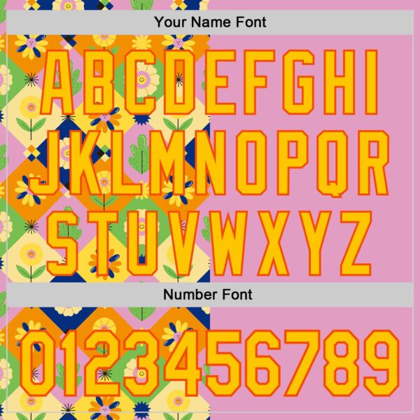 Custom Pink Yellow-Orange 3D Ambartive Abstract Flowers Pattern Authentic Baseball Jersey