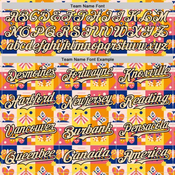 Custom Yellow Cream-Black 3D Ambartive Abstract Butterfly Pattern Authentic Baseball Jersey