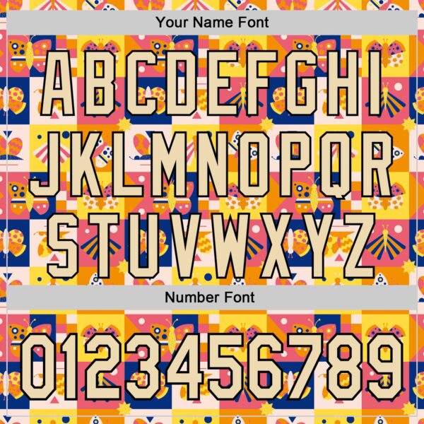 Custom Yellow Cream-Black 3D Ambartive Abstract Butterfly Pattern Authentic Baseball Jersey