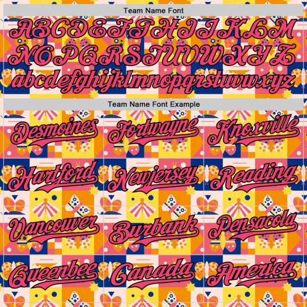 Custom Yellow Neon Pink-Black 3D Ambartive Abstract Butterfly Pattern Authentic Baseball Jersey