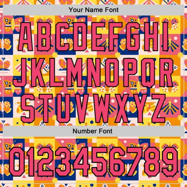 Custom Yellow Neon Pink-Black 3D Ambartive Abstract Butterfly Pattern Authentic Baseball Jersey