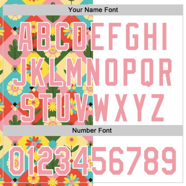 Custom White Medium Pink 3D Ambartive Checkered Flower Pattern Authentic Baseball Jersey