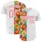Custom White Medium Pink 3D Ambartive Checkered Flower Pattern Authentic Baseball Jersey