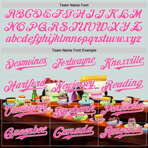 Custom Blue Pink-White 3D Cindy Suen Conveyor Belt Sushi Authentic Baseball Jersey