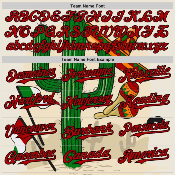 Custom Cream Red-Black 3D Mexican Festival Cactus Sombrero And Flag Cinco de Mayo Authentic Baseball Jersey