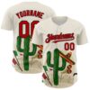 Custom Cream Red-Black 3D Mexican Festival Cactus Sombrero And Flag Cinco de Mayo Authentic Baseball Jersey