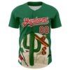Custom Kelly Green Red-White 3D Mexican Festival Cactus Sombrero And Flag Cinco de Mayo Authentic Baseball Jersey