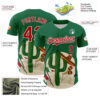 Custom Kelly Green Red-White 3D Mexican Festival Cactus Sombrero And Flag Cinco de Mayo Authentic Baseball Jersey