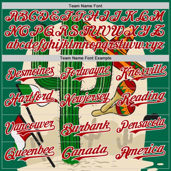 Custom Kelly Green Red-White 3D Mexican Festival Cactus Sombrero And Flag Cinco de Mayo Authentic Baseball Jersey