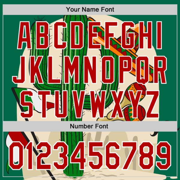 Custom Kelly Green Red-White 3D Mexican Festival Cactus Sombrero And Flag Cinco de Mayo Authentic Baseball Jersey