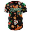 Custom Black Green-White 3D Mexican Festival Sombrero And Skull Cinco de Mayo Authentic Baseball Jersey