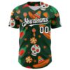 Custom Green White-Black 3D Mexican Festival Sombrero And Skull Cinco de Mayo Authentic Baseball Jersey