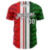 Custom White Red Green-Black 3D Mexico Authentic Baseball Jersey