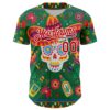 Custom Kelly Green Red-White 3D Mexican Festival Flower Skull With Sombrero Cinco de Mayo Authentic Baseball Jersey