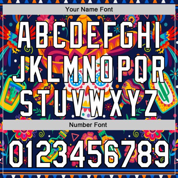 Custom Navy White-Black 3D Mexican Festival Flower Skull With Sombrero Cinco de Mayo Authentic Baseball Jersey