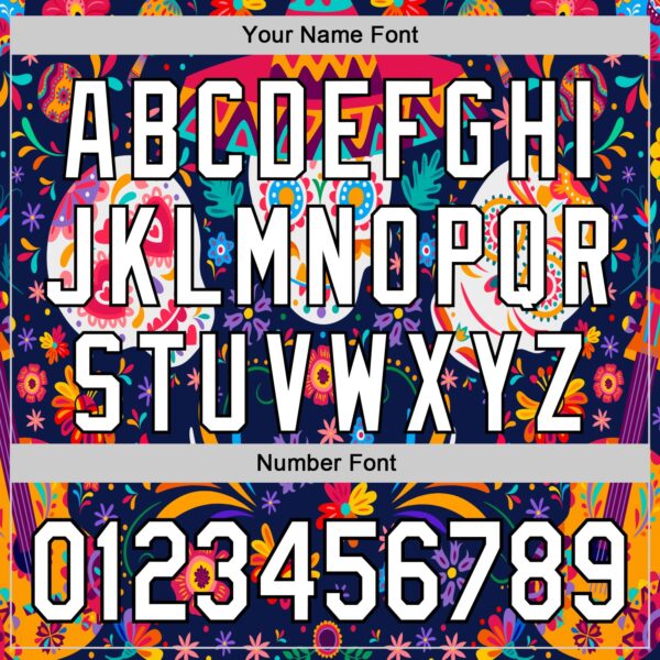 Custom Navy White-Black 3D Mexican Festival Flower Skull With Sombrero Cinco de Mayo Authentic Baseball Jersey