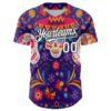 Custom Purple White-Black 3D Mexican Festival Flower Skull With Sombrero Cinco de Mayo Authentic Baseball Jersey