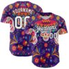 Custom Purple White-Black 3D Mexican Festival Flower Skull With Sombrero Cinco de Mayo Authentic Baseball Jersey