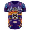 Custom Purple Navy-White 3D Mexican Festival Flower Skull With Sombrero Cinco de Mayo Authentic Baseball Jersey