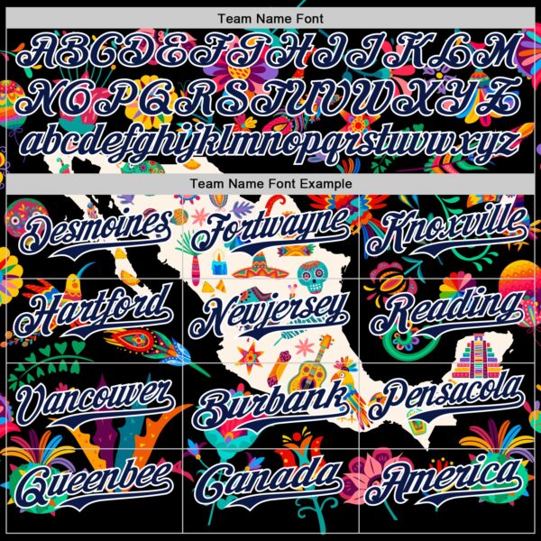 Custom Black Navy-White 3D Mexico Map With Tropical Plant And Animal Authentic Baseball Jersey