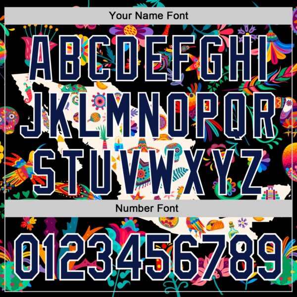 Custom Black Navy-White 3D Mexico Map With Tropical Plant And Animal Authentic Baseball Jersey