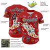 Custom Red Black-White 3D Mexico Map With Tropical Plant And Animal Authentic Baseball Jersey