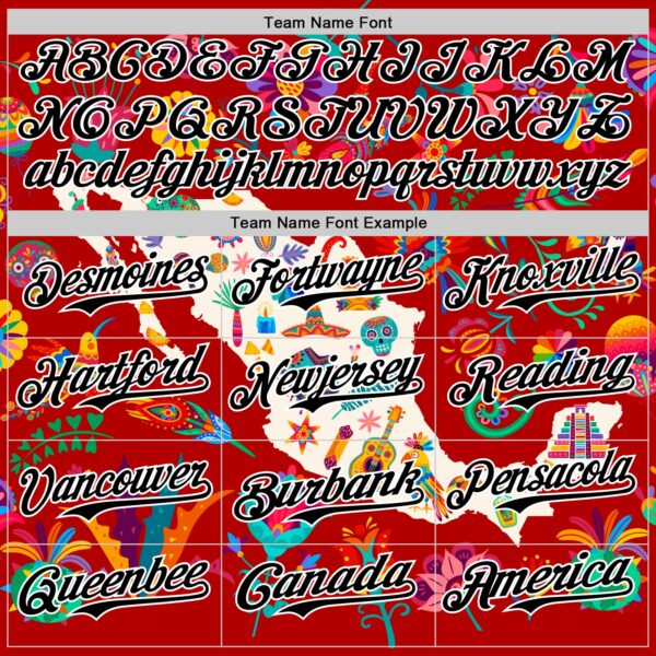 Custom Red Black-White 3D Mexico Map With Tropical Plant And Animal Authentic Baseball Jersey